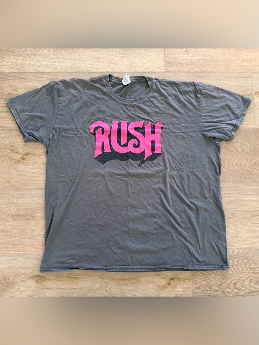 Rush Original Pink Logo Band Graphic T-Shirt 3XL Charcoal Gildan